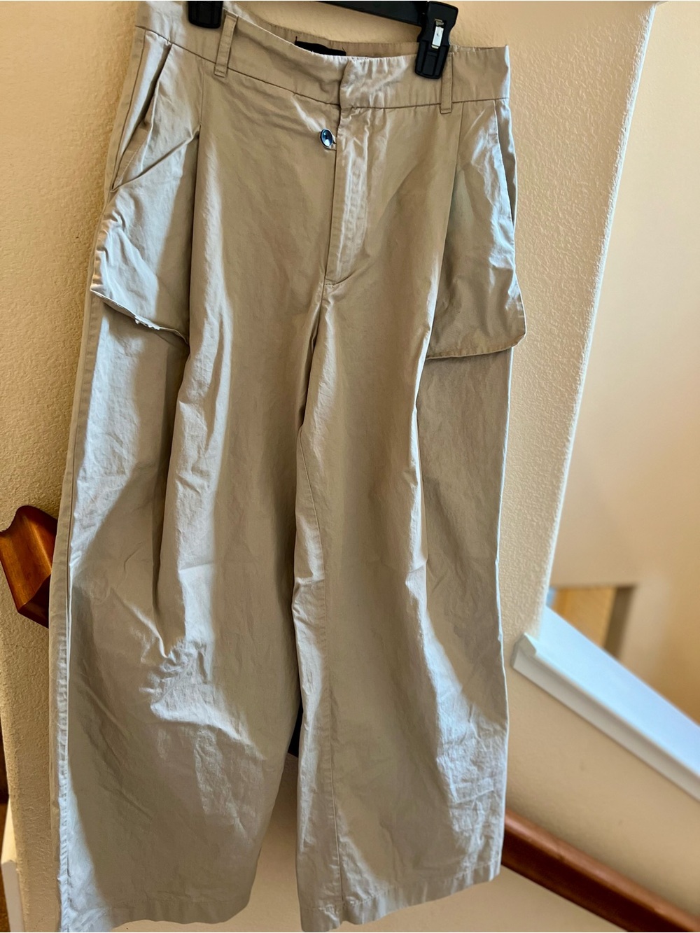 Zara Lagenlook Avant-Garde Draped Wide-Leg Pants - Khaki/BeigeSize XS